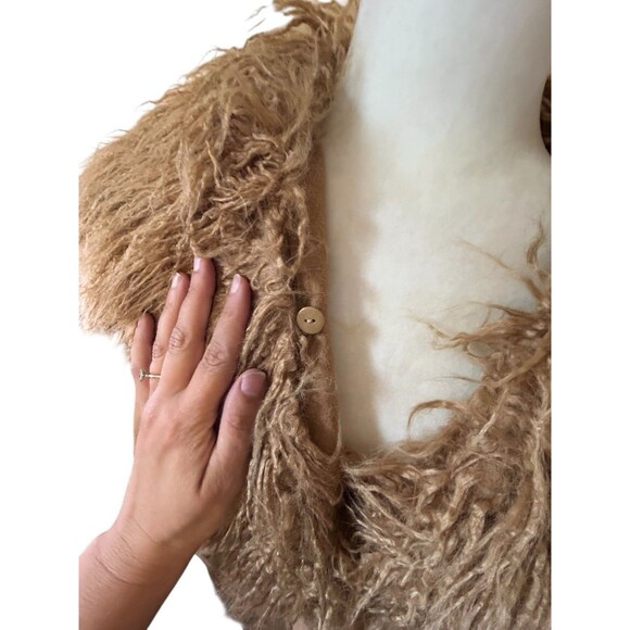 Penny Lane Faux Fur Inspired Coat 18W Tan Wool Blend 70's Hippie Festival Vamp - Picture 10 of 16